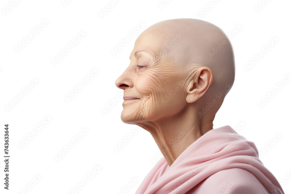 Woman with Shaved Head Profile Isolated on Transparent Background