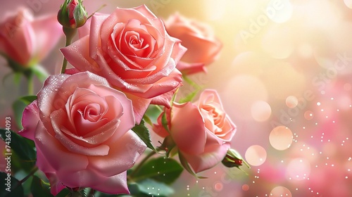 sweet pink rose flowers for love romance background