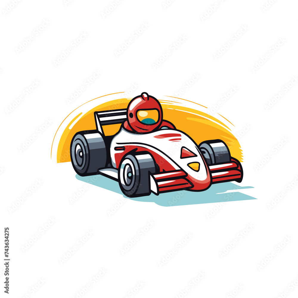 Illustration of a racing car on white background. vector illustration.