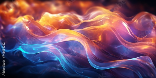 Abstract liquid glowing waves and lighting particles