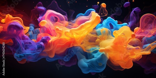 Abstract liquid glowing waves and lighting particles