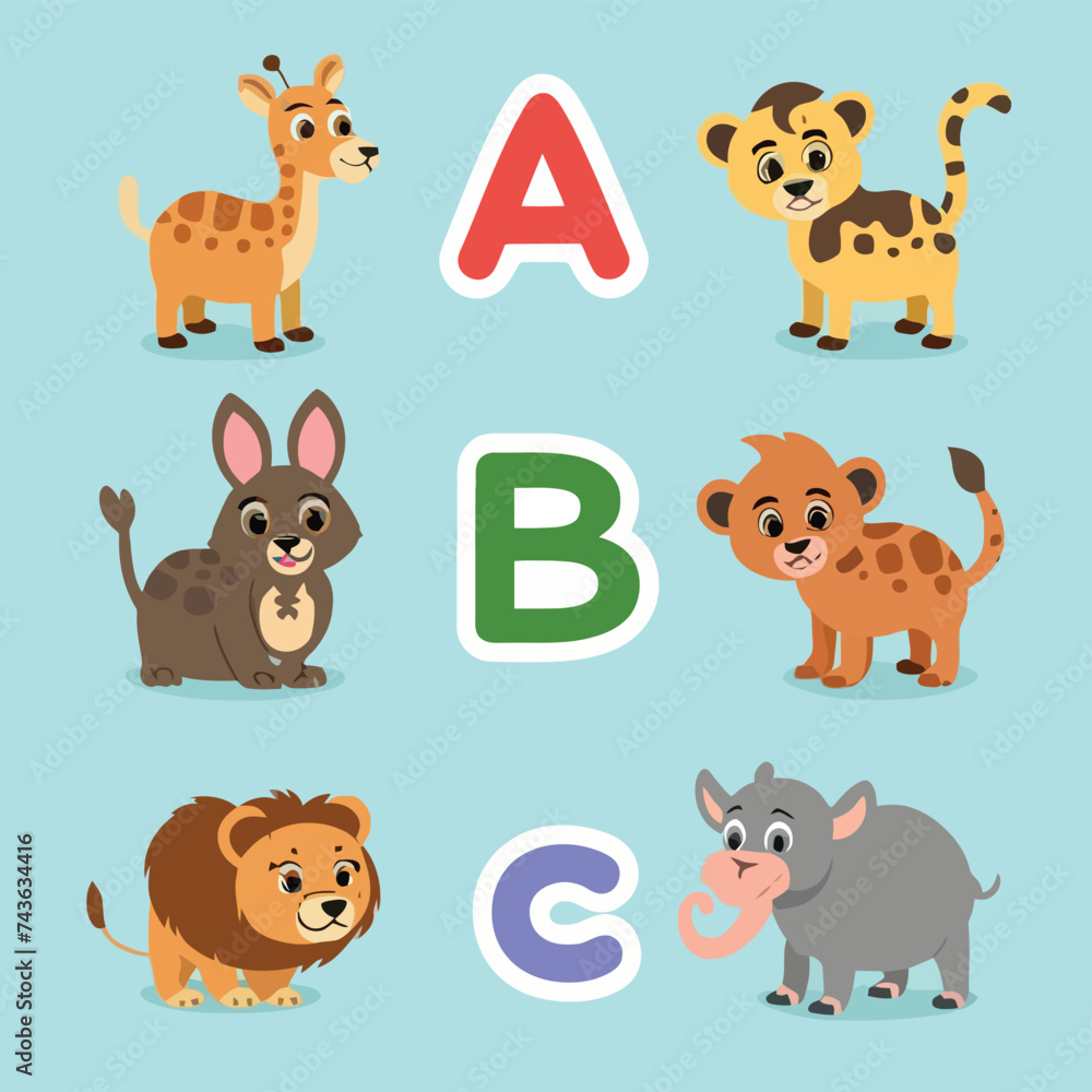 Naklejka premium 2d vector illustration for learning cartoon character design for letters of the English language 