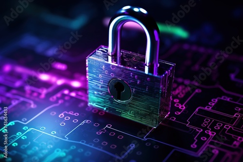 A padlock entwined with binary digits, emphasizing online privacy, ideal for visualizations of encryption methods and cyber protection with ample text space.