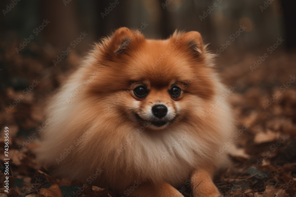 Pomeranian dog portrait - Generative AI