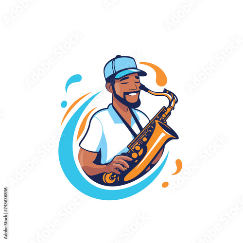 Jazz musician with saxophone. Vector illustration of a jazz musician playing saxophone.