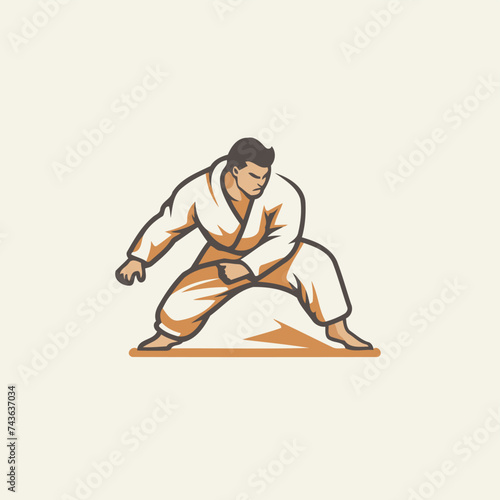 Illustration of a judo fighter on a white background. Vector illustration