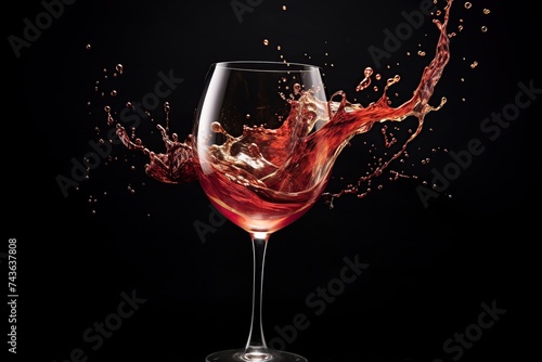 Dynamic Red Wine Splash in Glass