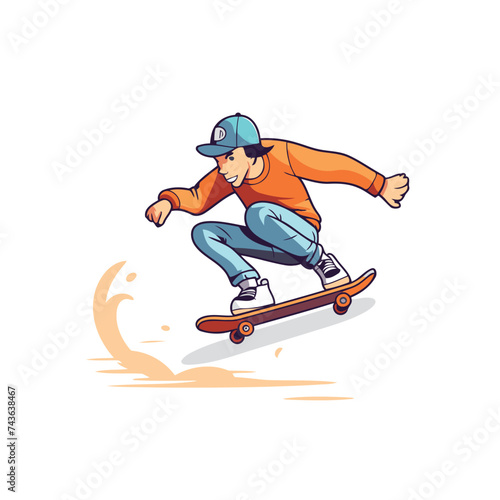 Skateboarder riding on a skateboard. Vector illustration.