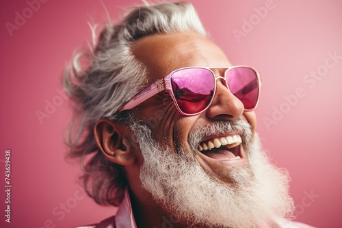 Vibrant Senior: Stylish Man with a White Beard