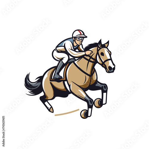 Jockey on horse. jockey riding a horse. vector illustration