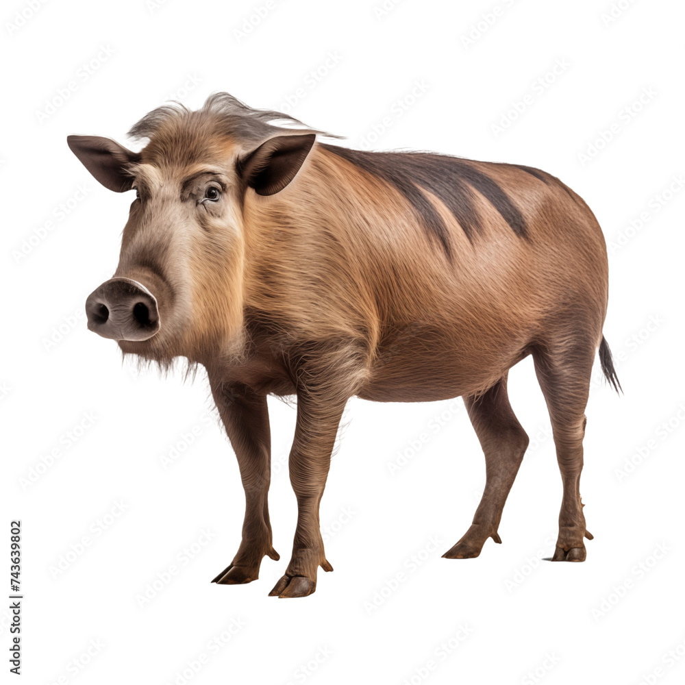 Wild Warthog Boar Isolated on White Background and transparent background. Ideal for use in advertising. Generative ai Wild Warthog Boar Isolated on White Background and transparent background. Ideal for use in advertising. Generative ai