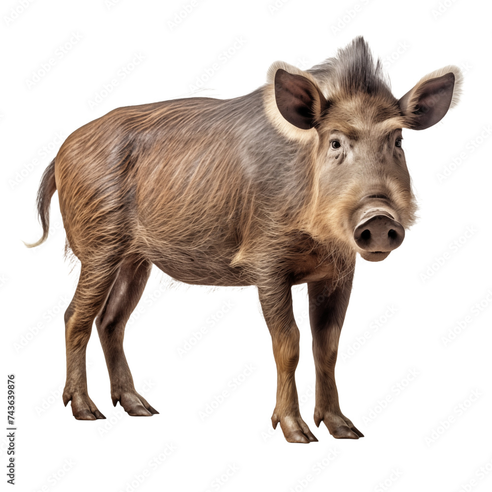 Wild Warthog Boar Isolated on White Background and transparent background. Ideal for use in advertising. Generative ai Wild Warthog Boar Isolated on White Background and transparent background. Ideal for use in advertising. Generative ai