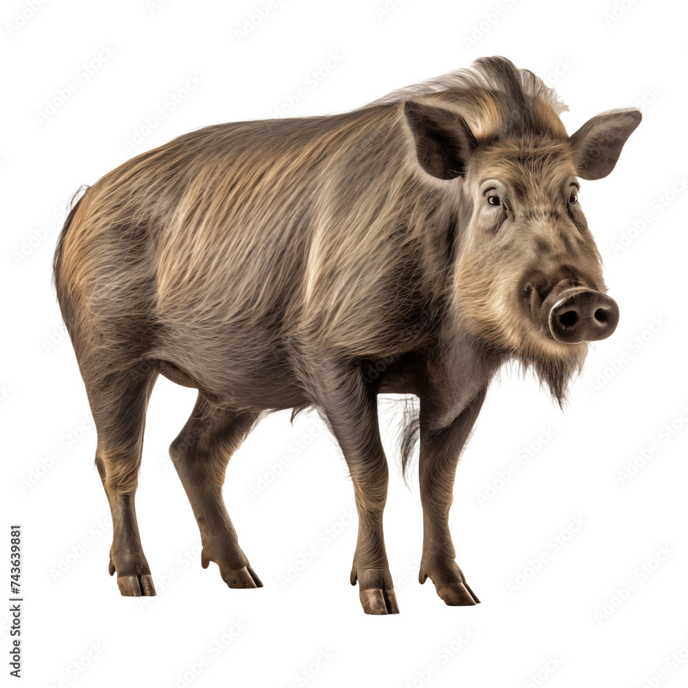 Wild Warthog Boar Isolated on White Background and transparent background. Ideal for use in advertising. Generative ai Wild Warthog Boar Isolated on White Background and transparent background. Ideal for use in advertising. Generative ai