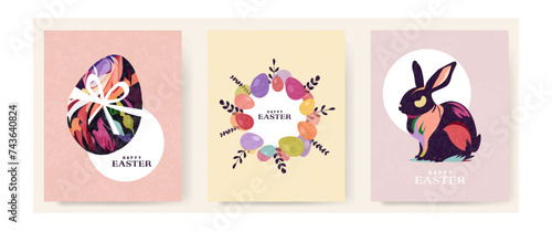 Set of Happy Easter cards for poster, cover or postcard.