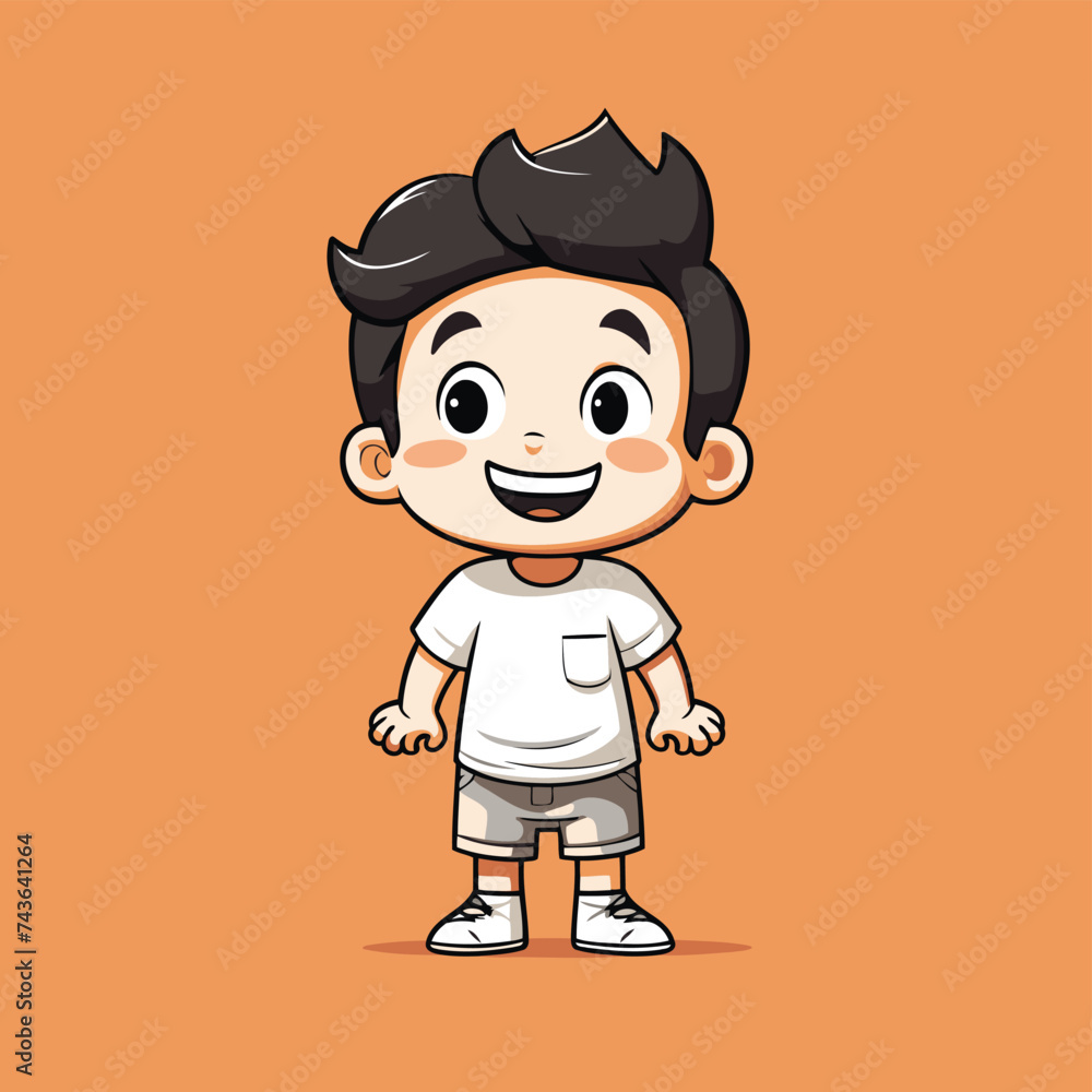 Cute little boy cartoon character. Vector illustration of a cute little boy.