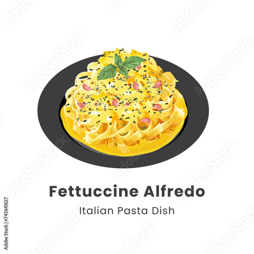 Hand drawn vector illustration of fettucini alfredo