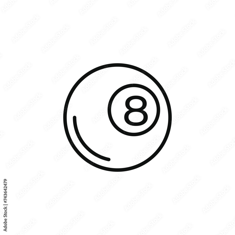 Billiard ball line icon isolated on transparent background Billiard ball line icon isolated on transparent background