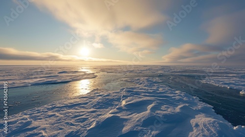Pristine Arctic Ice Landscape Under a Clear Blue Sky