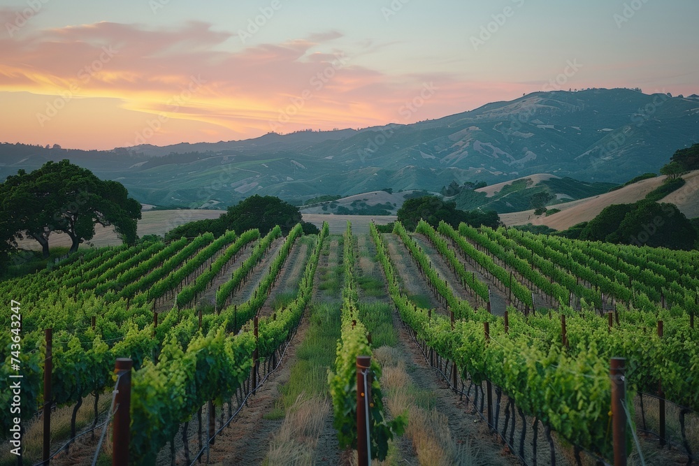Fototapeta premium vineyard with rows of grapevines