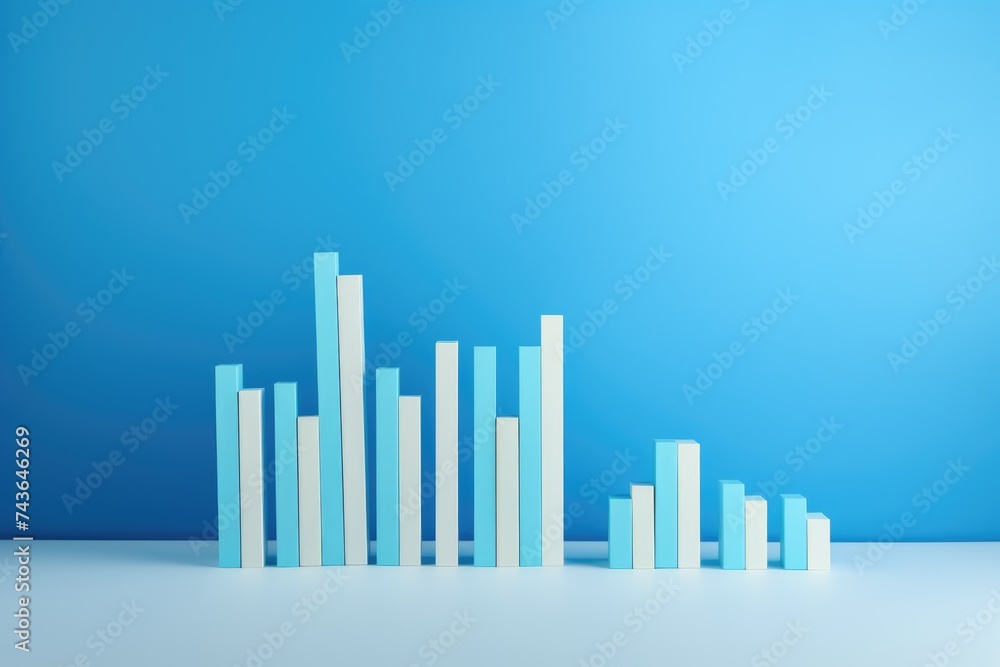 Progressive Business Growth Chart. 3D bar graph ascending in size against a monochromatic blue background, illustrating business growth or data analysis. Progressive Business Growth Chart. 3D bar graph ascending in size against a monochromatic blue background, illustrating business growth or data analysis.