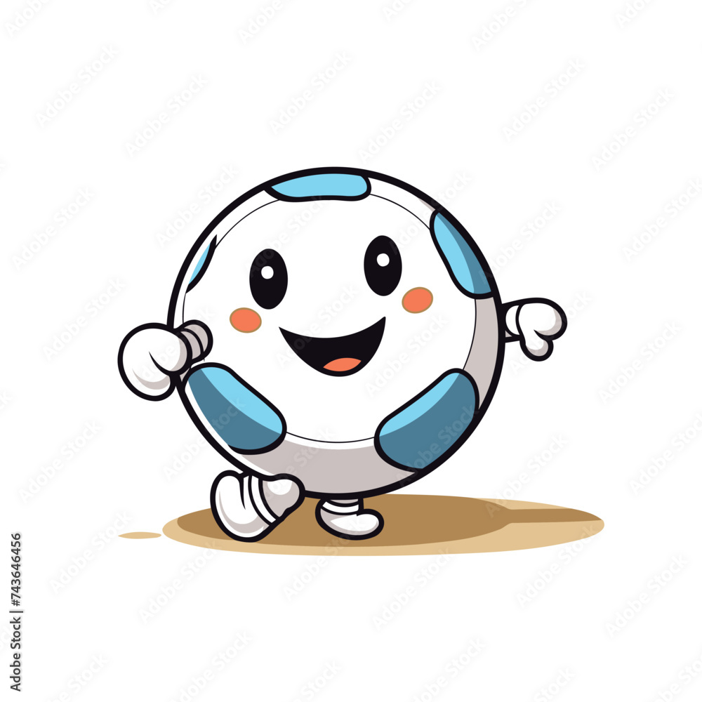 Soccer ball cartoon character on a white background. Vector illustration.