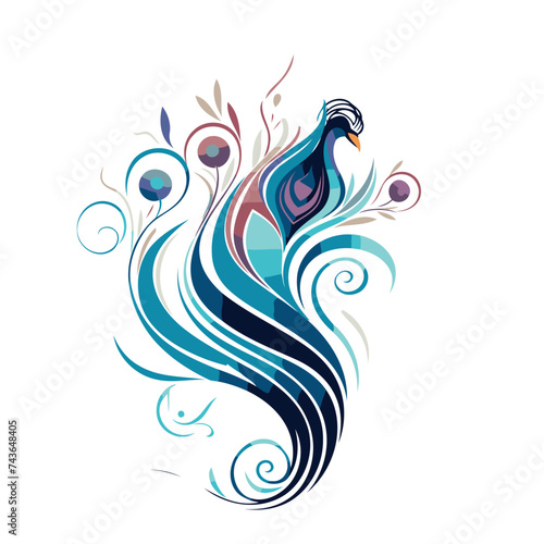 Peacock in the style of a swan. Vector illustration