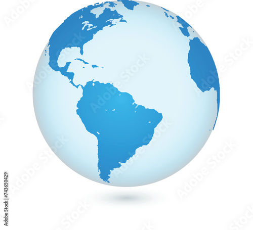 Transparent Earth globe planet world map sphere shape with continent realistic vector