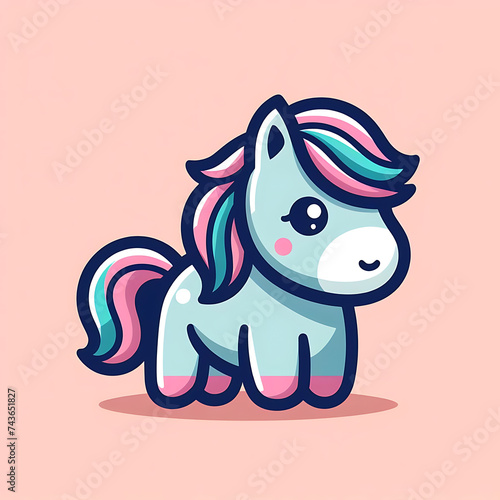 flat vector logo of a cute horse  a cartoon of a unicorn   a logo of a cute horse 