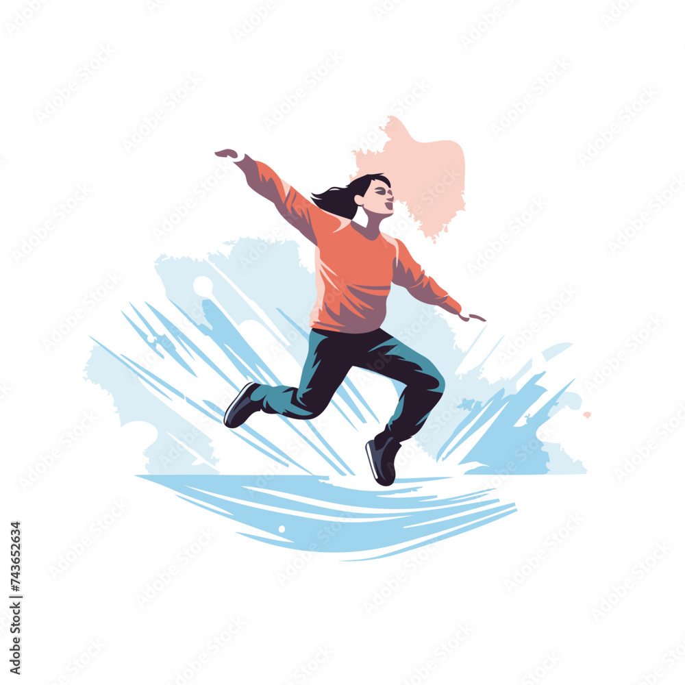 Snowboarder jumping in the air. Winter sport. Vector illustration.