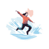 Snowboarder jumping in the air. Winter sport. Vector illustration.