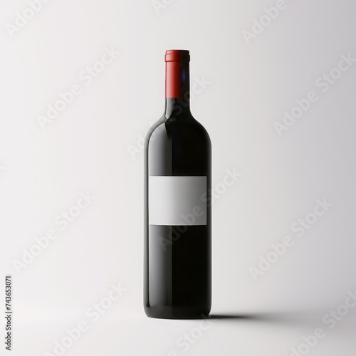 3d Vine bottle mockup with glass on white background 