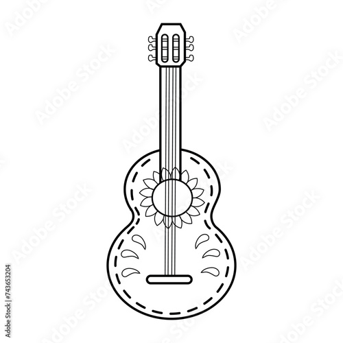 Mexican guitar outline icon. Vector latin music instrument