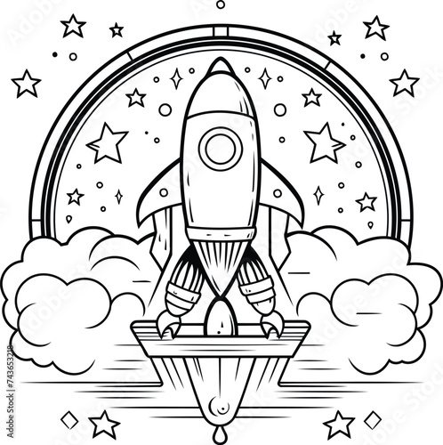 Rocket design. Spaceship start up galaxy space and universe theme Vector illustration