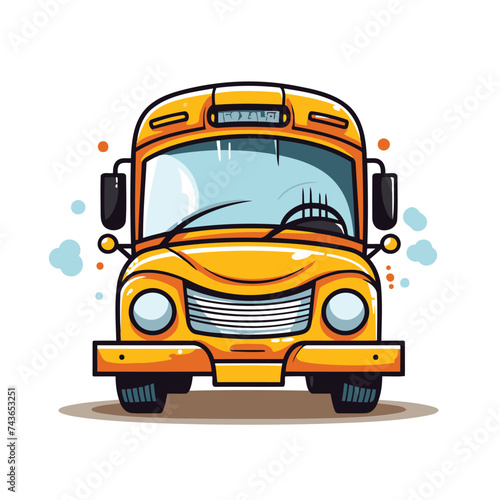 School bus icon. School bus vector illustration. Yellow school bus.