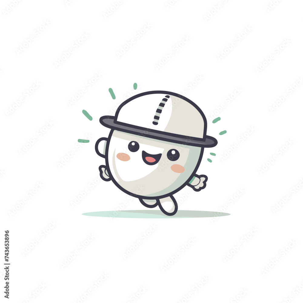 Cute rugby ball character. Vector illustration. Isolated on white background.