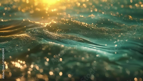 Shimmering waves of light ripple across the scene mimicking the powerful energy released during a solar flare. Flecks of gold and silver sparkle amidst a sea of electric blues photo
