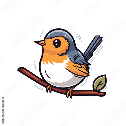 Cute cartoon robin bird. Vector illustration isolated on white background. © Muhammad