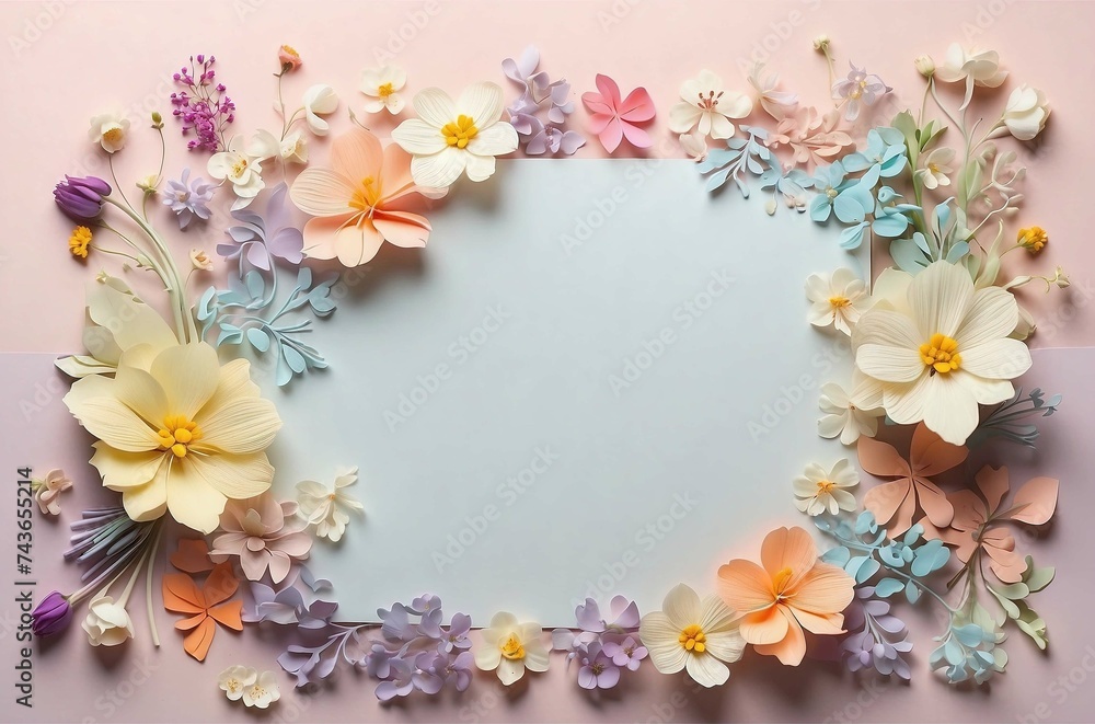 a paper note at the center with tiny white and colorful flowers on a soft pastel background with a hint of floral pattern a paper note at the center with tiny white and colorful flowers on a soft pastel background with a hint of floral pattern