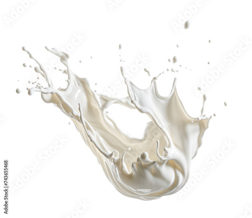 Splash of white cream or milk isolated on white background. Generative AI.