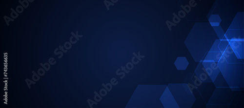Abstract blue hexagonal background for futuristic digital hi-tech communication innovation design.