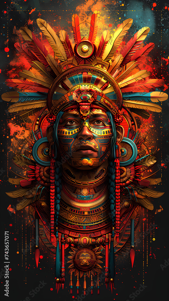 ancient aztech ethnic group face illustration ancient aztech ethnic group face illustration