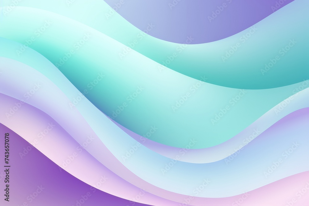 Fototapeta premium Soft Mint to Lilac abstract fluid gradient design, curved wave in motion background for banner, wallpaper, poster, template, flier and cover