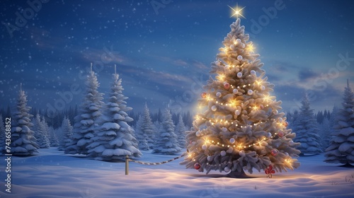 A charming view of a holiday tree outdoors