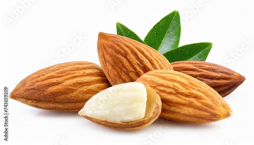 almond isolated almonds on white background almond set whole cut half slice almond full depth of field