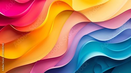 Vibrant array of wavy layers in abstract design, digital colorful background with fluid shapes. multicolored modern artistic wallpaper. versatile use. AI