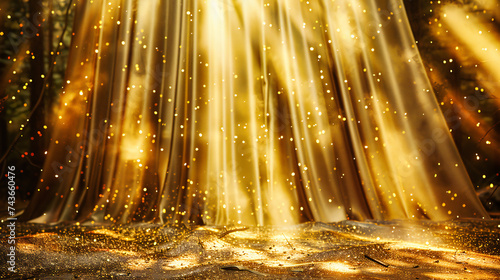 Golden Light Abstract for Christmas and Holiday Decor. Bright Bokeh and Sparkle in Festive Design