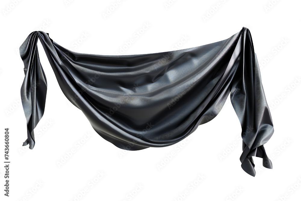 Black cloth empty banner isolated on white background Generative Ai Black cloth empty banner isolated on white background Generative Ai