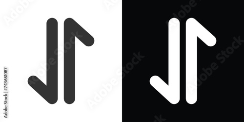 up and down arrow together, data icon on black and white