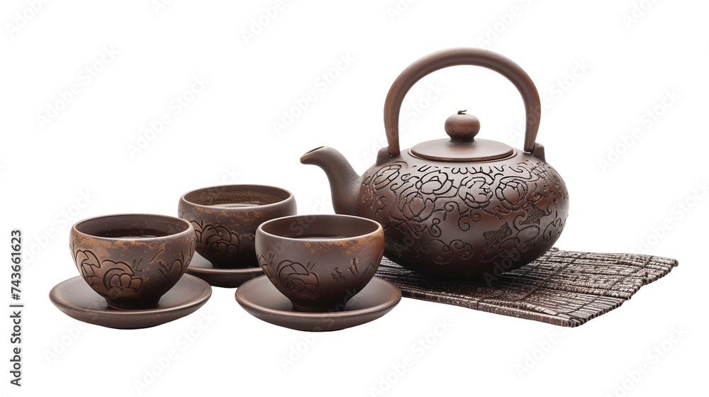 Traditional Teaware on Transparent Background