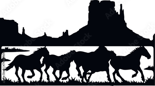 Horse, Herd Of Horses - Wildlife Stencils - Horse Silhouette, Wildlife clipart isolated on white